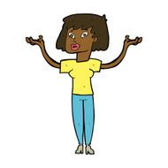 cartoon woman holding up hands N14