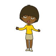 cartoon woman shrugging N43