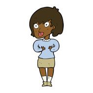 cartoon woman making Who Me? gesture N35