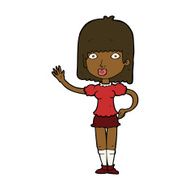 Cartoon Woman Waving N253