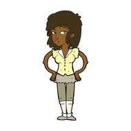 cartoon pretty woman with hands on hips N16