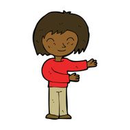 cartoon woman gestureing welcome N6