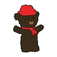cartooon cute black bear in hat and scarf N2