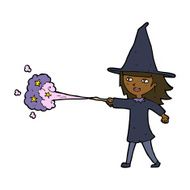 cartoon witch girl casting spell N16