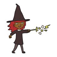 cartoon witch girl casting spell N17