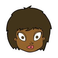 cartoon surprised female face N51