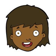 cartoon happy female face N141