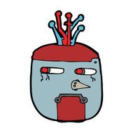 cartoon gold robot head N6