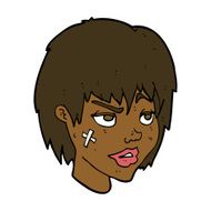 cartoon woman with plaster on face N14