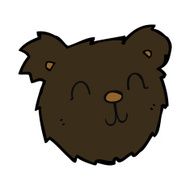 cartoon happy black bear face N4