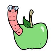 Cartoon Apple With Worm N49