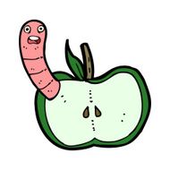 Cartoon Apple With Worm N50