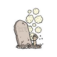 Cartoon Zombie Rising From Grave N25