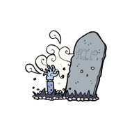 Cartoon Zombie Rising From Grave N26