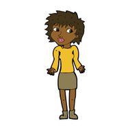 cartoon woman shrugging shoulders N359