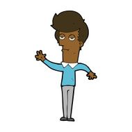cartoon bored man waving N7