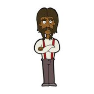 cartoon long mustache man with folded arms N8