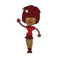 cartoon waving vampire girl N16