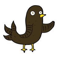 cartoon waving bird N14