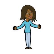 cartoon woman shrugging shoulders N361