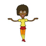 cartoon woman shrugging shoulders N362