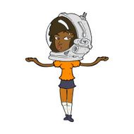 cartoon woman wearing space helmet N14