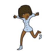 cartoon woman kicking off sock N7