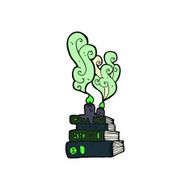 cartoon spooky old books N8