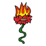 cartoon flower on fire N4