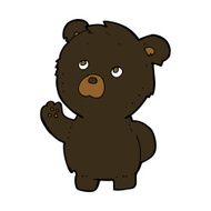 cartoon waving black bear N45