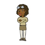 cartoon woman with crossed arms and safety goggles N7