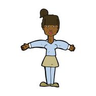 cartoon woman shrugging shoulders N364