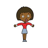 cartoon woman shrugging shoulders N365