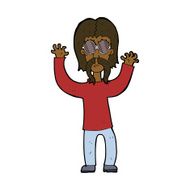 cartoon hippie man waving arms N6