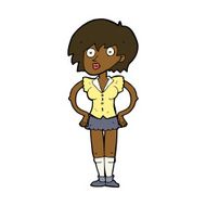 cartoon surprised woman with hands on hips N8