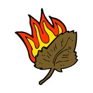 cartoon burning dry leaf symbol N7