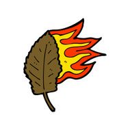 cartoon burning dry leaf symbol N8