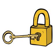 cartoon padlock and key N7