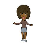 cartoon woman shrugging shoulders N366