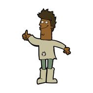 cartoon positive thinking man in rags N8