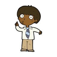 cartoon school boy with question N16