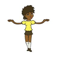 cartoon woman shrugging shoulders N367