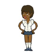 cartoon tough woman with hands on hips N8