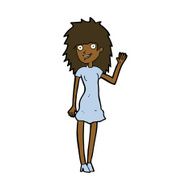 cartoon happy woman waving N7