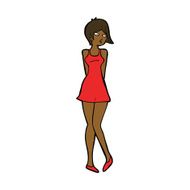 cartoon pretty woman in dress N37