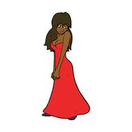 cartoon pretty woman in dress N38
