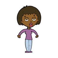 cartoon woman shrugging shoulders N369