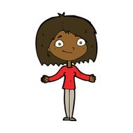 cartoon woman shrugging shoulders N372