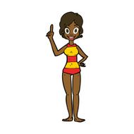 cartoon woman in striped swimsuit N8