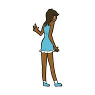 Cartoon Woman Waving N259